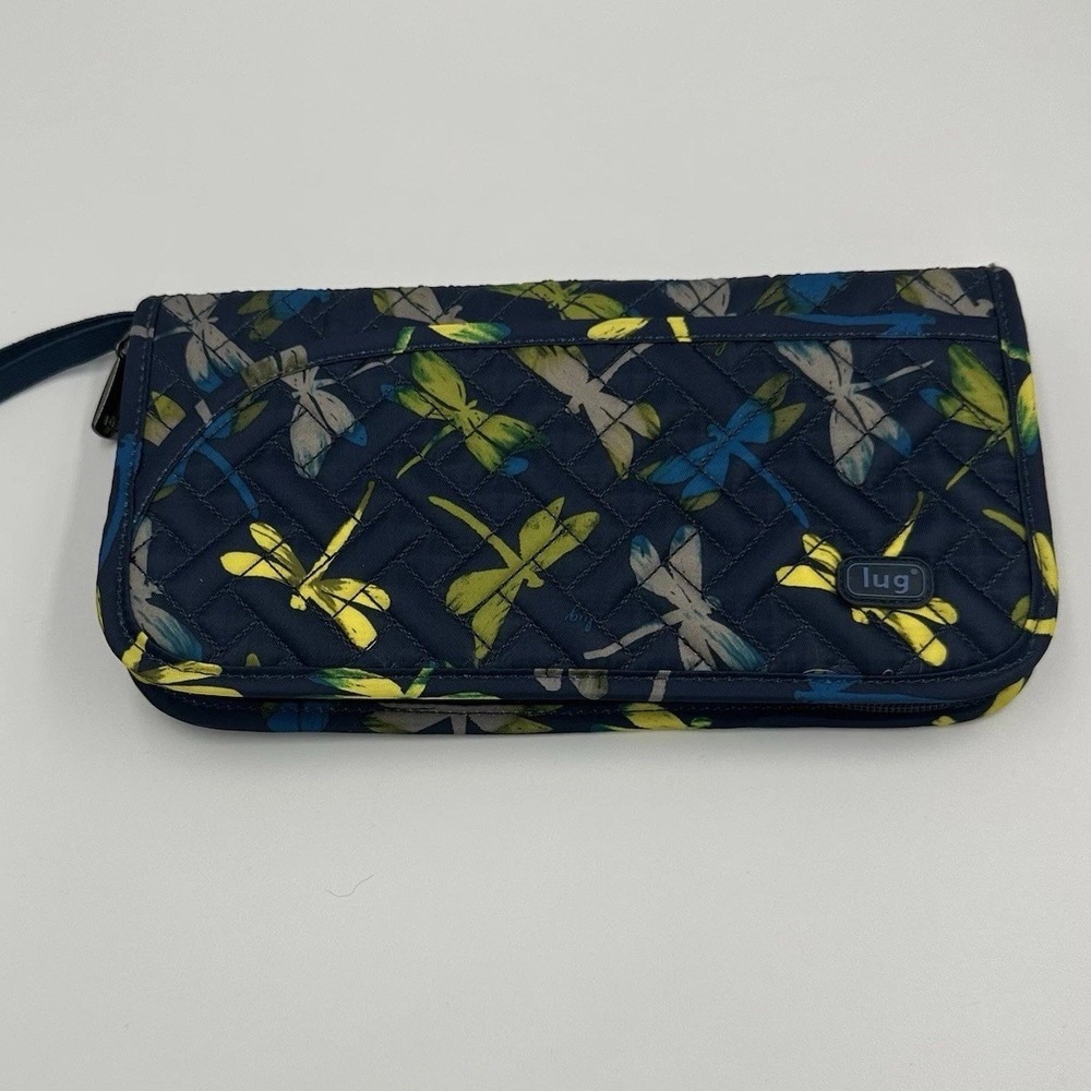 Lug Splits XL Wallet Dragonfly Print‎ Zip Around Travel Organizer RFID Wristlet